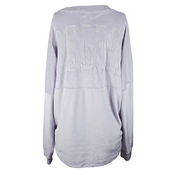 Victoria Secret Pink Gray Velvet Athletic Athleisure Winter Women's Top L - Picture 4 of 8